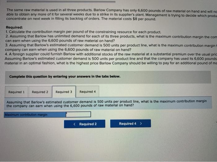 10 points $180 $ 270 $240 Selling price Variable expenses Direet materials