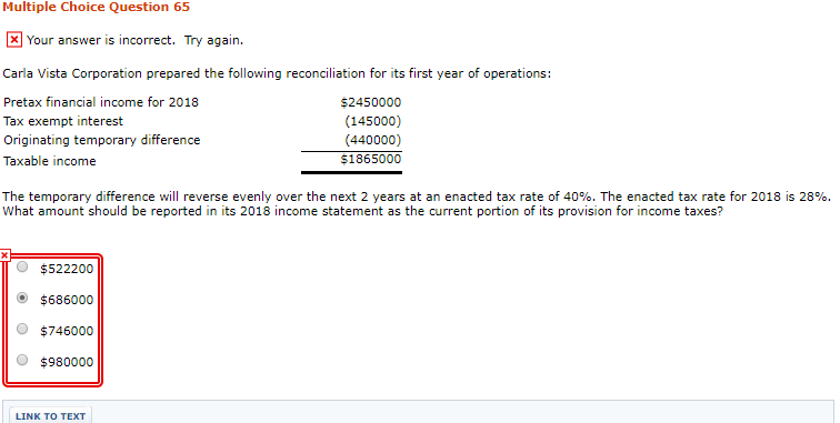 Multiple Choice Question 65 Your answer is incorrect. Try again. Carla