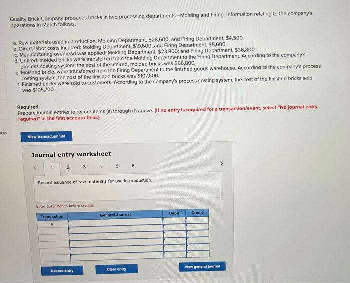 Please answer fully with neat charts, this is all ONE question. Quality