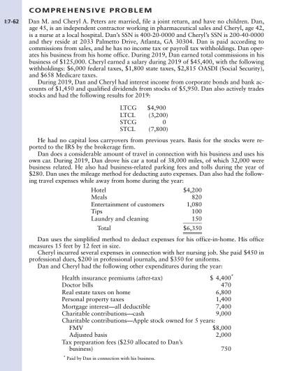 for Dan and Cheryl, prepare a Form 1040, including Schedule 1, 2,