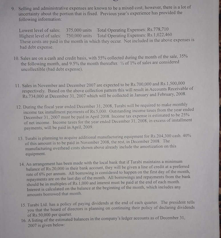 For planning and control purposes they utilize a monthly master budget, which