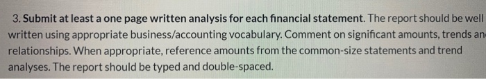  3. Submit at least a one page written analysis for each
