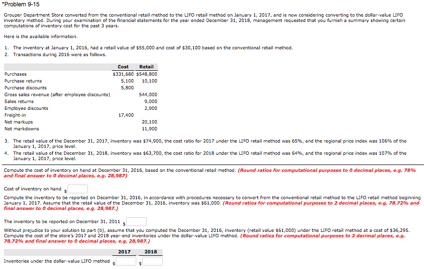 method, wishes to change to the LIFO retail method beginning with the