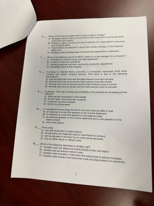 items would not usually be part of the focus of management accounting?