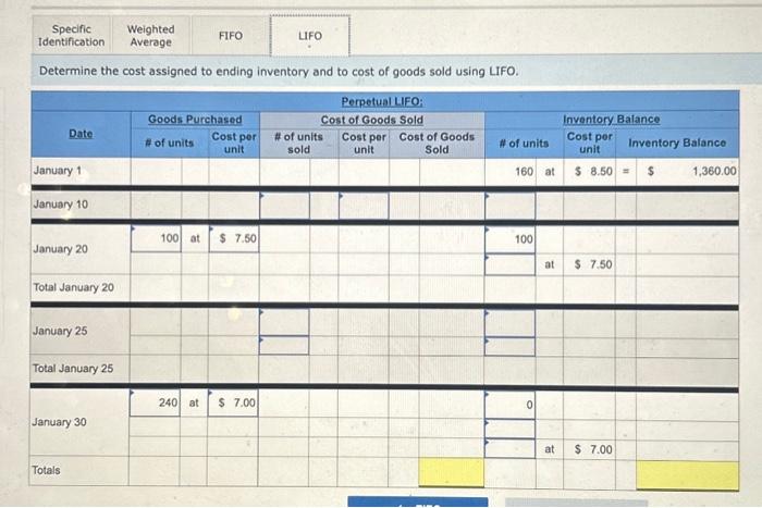 consists of 240 units from the January 30 purchase, 5 units from