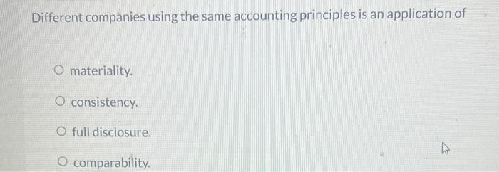  Different companies using the same accounting principles is an application of