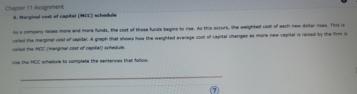  please help with A and B Chapter 11 Assignment 8. Marginal