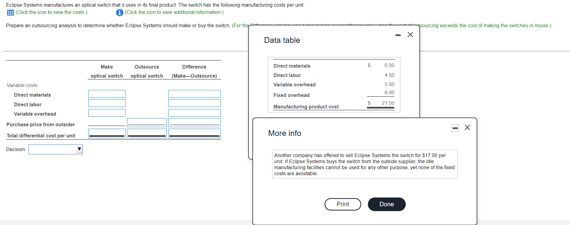 Eclipse Systems manufactures an optical switch that it uses in its