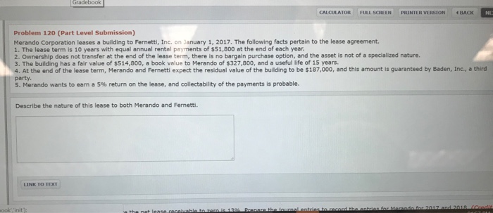  CALCULATOR FIRL SCREEN PRINTER VERSION BACK Problem 120 (Part Level Submission)
