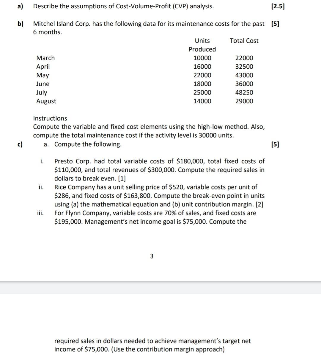 Old MathJax webview Old MathJax webview a) Describe the assumptions of Cost-Volume-Profit
