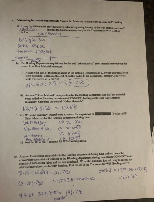 a) b) c) and d) that needs to be solved blending department