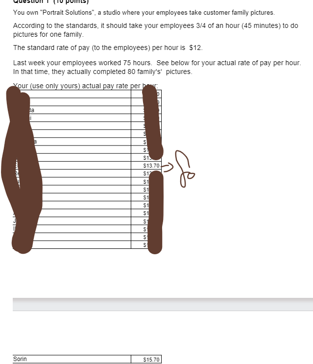 Please help ASAP You own "Portrait Solutions", a studio where your