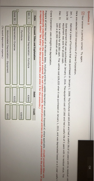 selected 2018 transactions of Crane Corporation. Jan. 1 June 30 Retired a