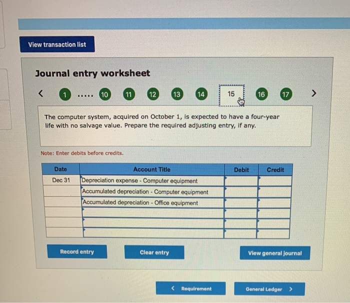 if any. Note: Enter debits before credits. Debit Credit Date Dec 31