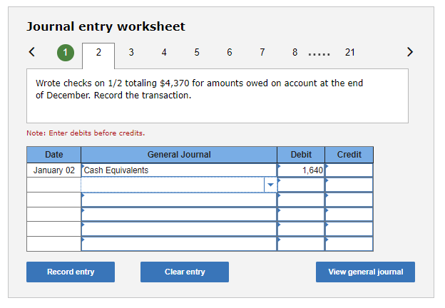 account balances. The following transactions occurred during January. a. Received $2,420 cash