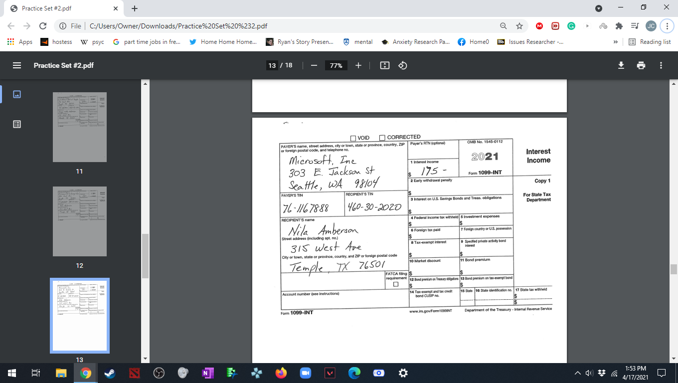 PM 4/17/2021 Practice Set #2.pdf + x C O File C:/Users/Owner/Downloads/Practice%20Set%20%232.pdf :