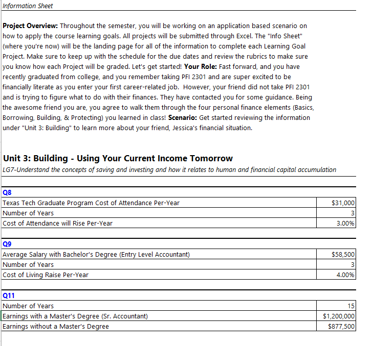  Information Sheet Project Overview: Throughout the semester, you will be working