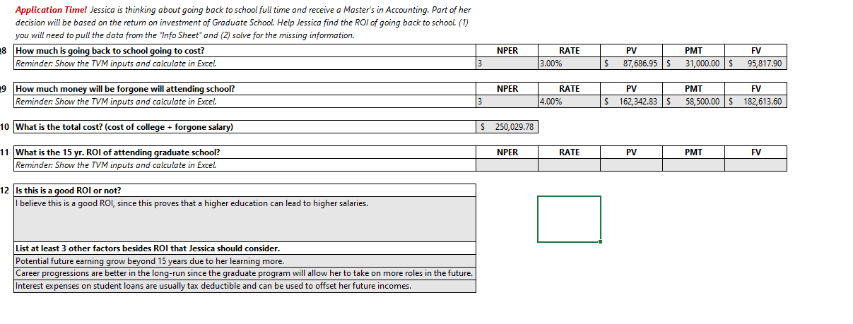 goals. All projects will be submitted through Excel. The "Info Sheet" (where