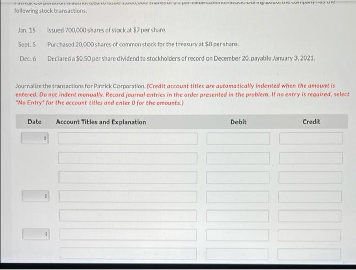shares of $1 par value common stock. During 2020, the company has
