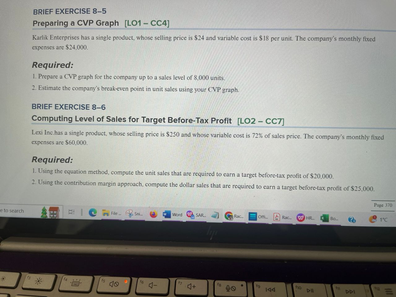BRIEF EXERCISE 8-2 Computing and Using the CM Ratio [LO1-CC2,3] Last year