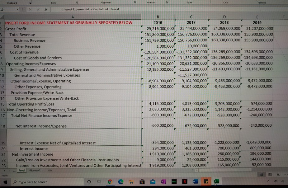 of the 4 years using the financial statements provided. Caico the date