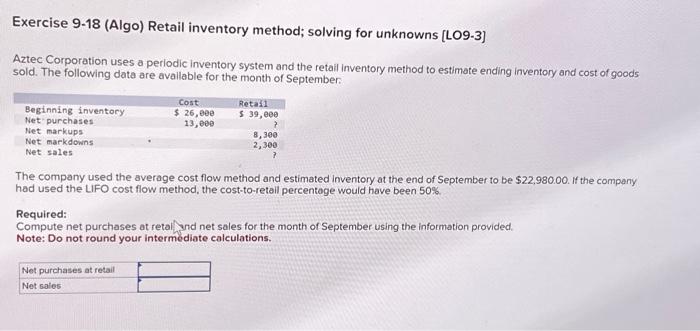 Corporation uses a periodic inventory system and the retail inventory method to