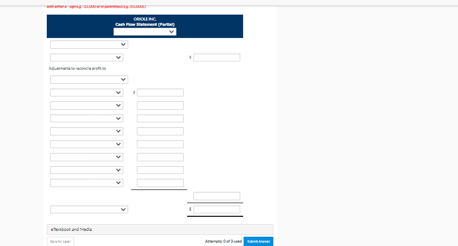 and liabilities sections of the comparative balance sheet of Oriols Inc, a