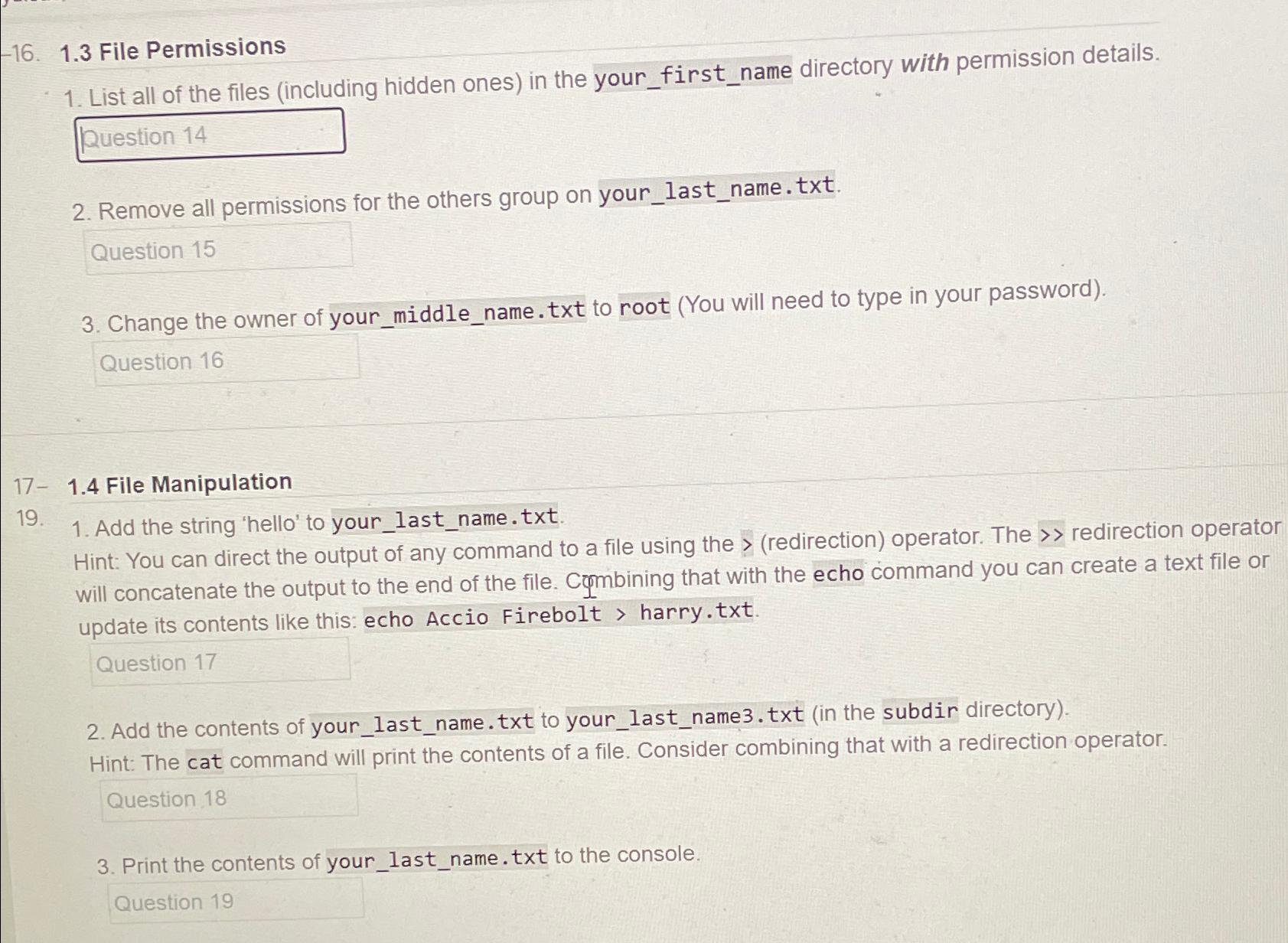  Hide Instru Part 1: Linux Command-Line The goal of this part