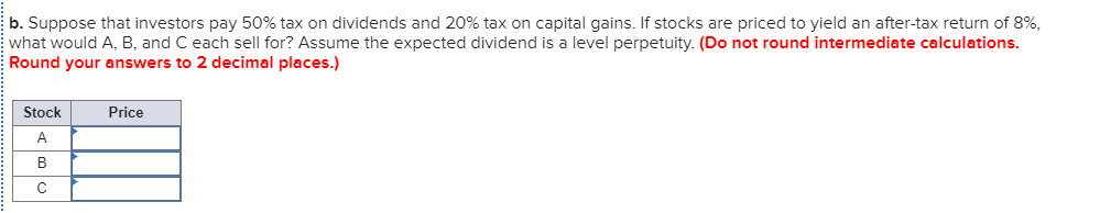 and capital gains in the following way Expected Dividend $e Expected Capital