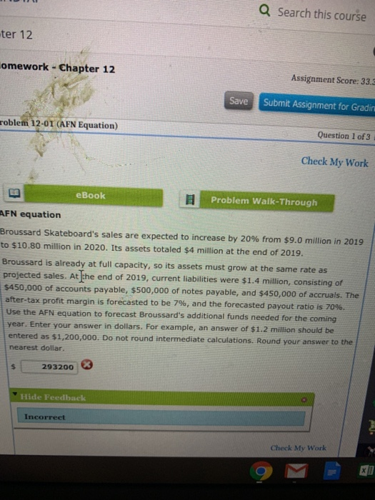  Q Search this course ter 12 omework - Chapter 12 Assignment