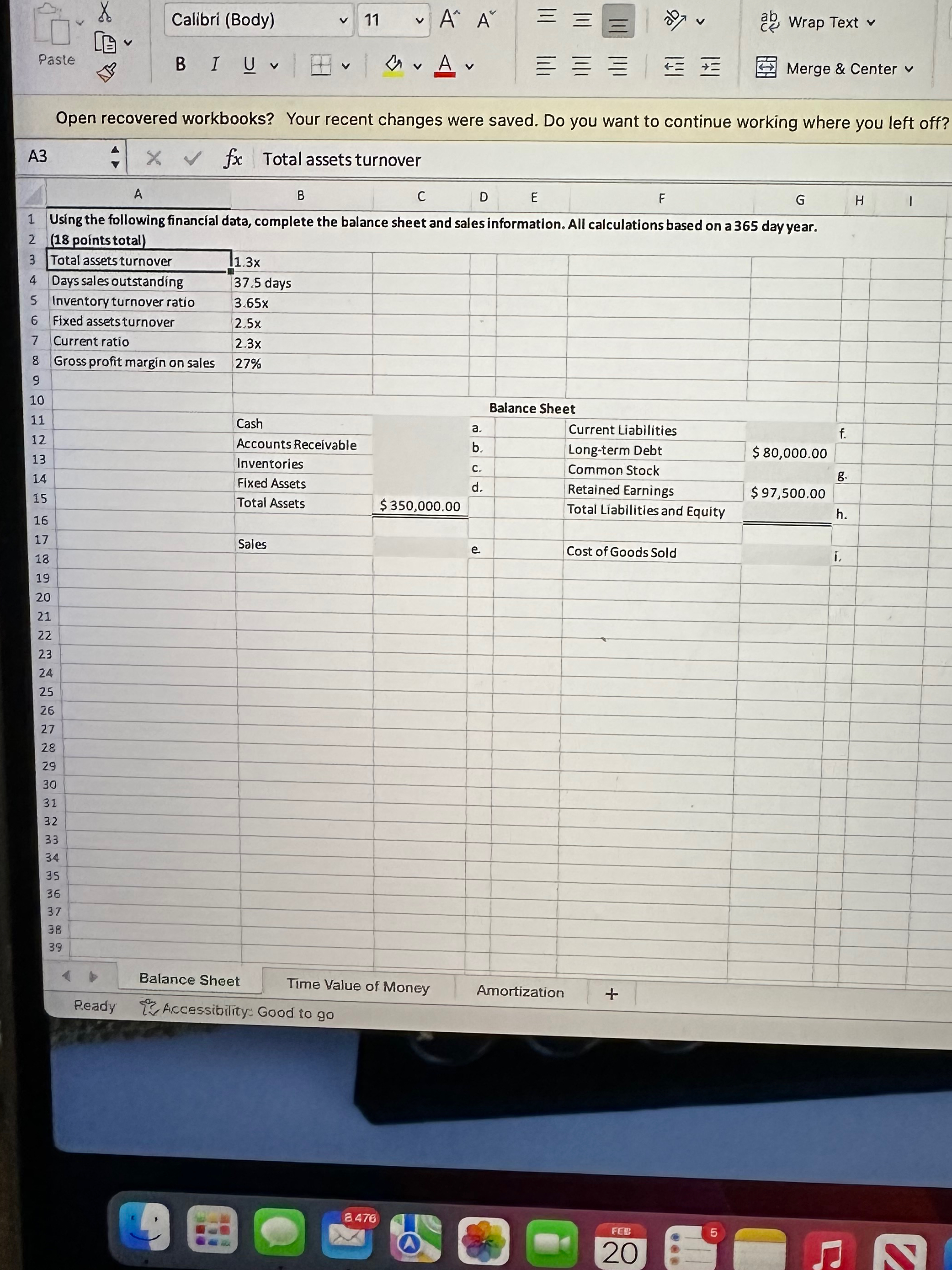  Paste ab Wrap Text v Merge & Center v Open recovered