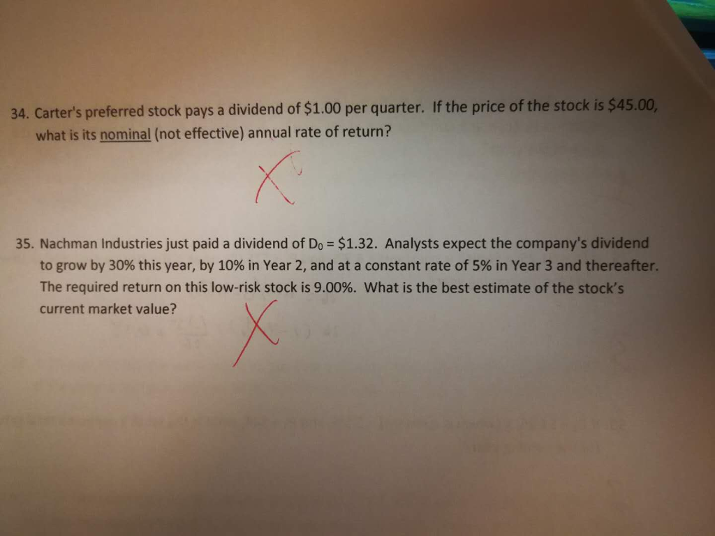 complete either through excelDisplay formula process 34. Carter's preferred stock pays