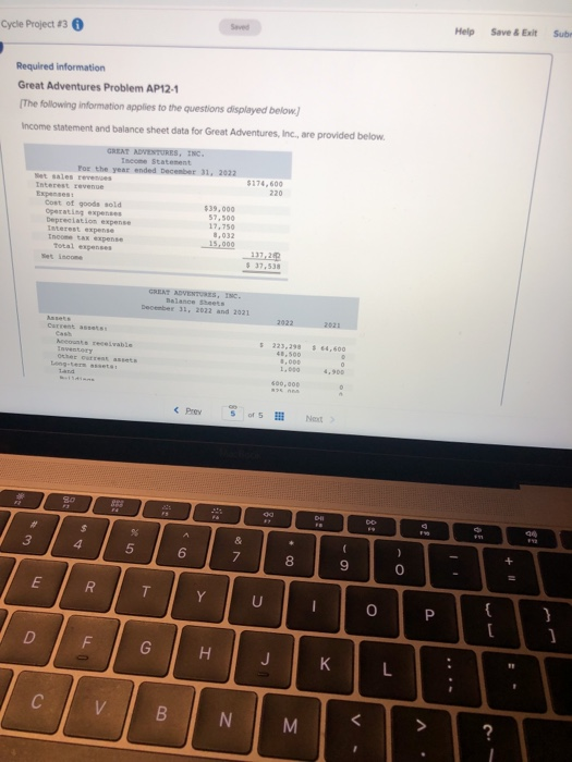  Cycle Project 13 6 Help Save & Exit Sub Required information