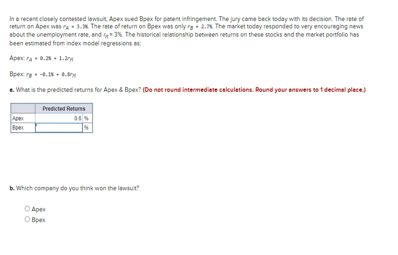 In a recent closely contested lawsuit, Apex sued Bpex for patent