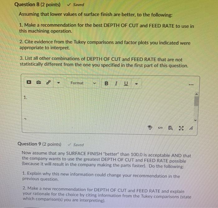 determine the effect of DEPTH OF CUT and FEED RATE on the