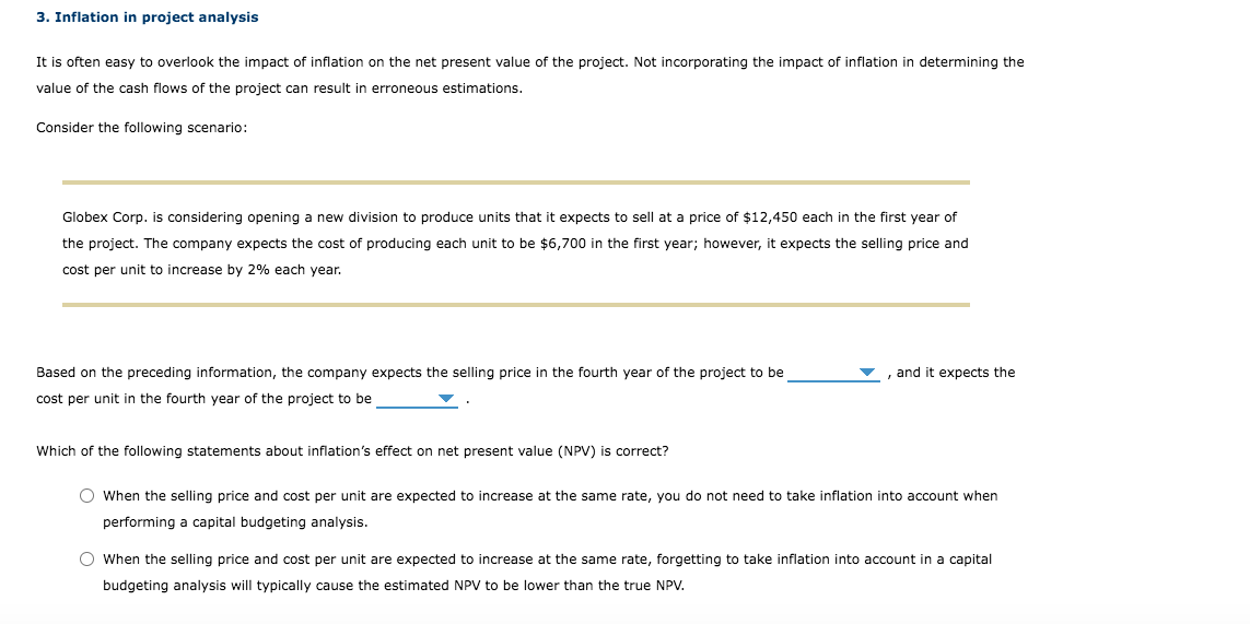 3. Inflation in project analysis It is often easy to overlook
