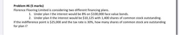  please show your work Problem #6 (5 marks) Florence Flooring Limited