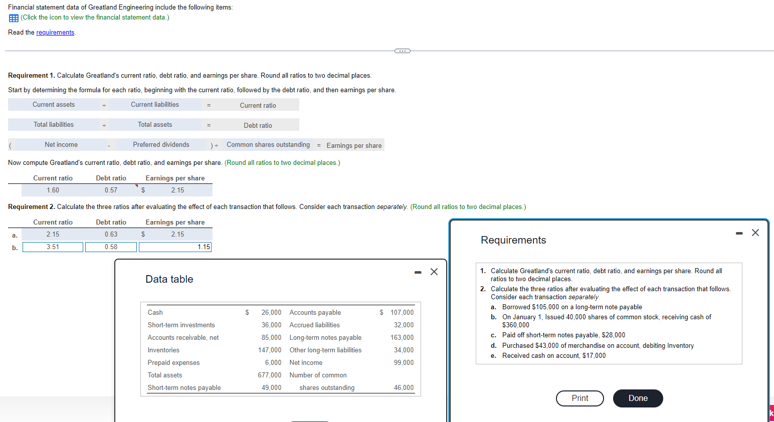 i need b.c, d, e please Financial statement data of Greatland Engineering