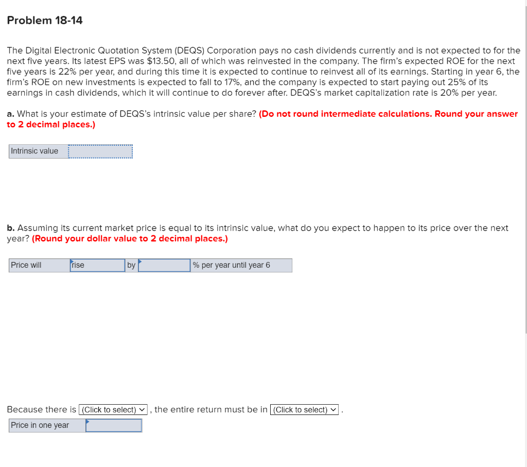  Problem 18-14 The Digital Electronic Quotation System (DEQS) Corporation pays no