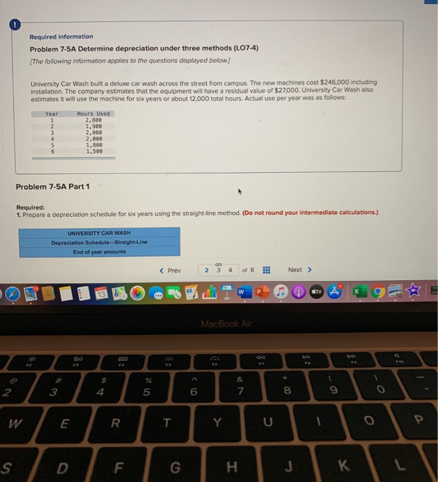 please show work, thank you Required information Problem 7-5A Determine depreciation under