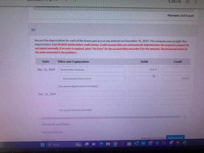 transactions are presented below for Blossom Enterprises. Assume that all lease transactions