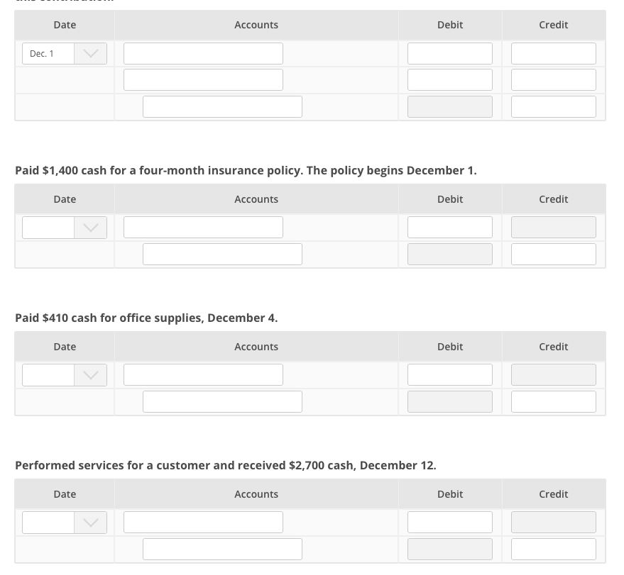 Smart Touch Learning began operations on December 1 by receiving $26,400 cash