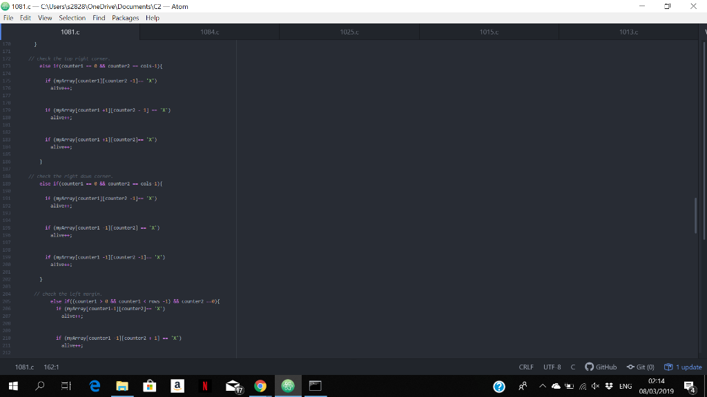LIFE CAUsers)s2828One 1081.cC File Edit View Selection Find Packages Help s1C2 Atom
