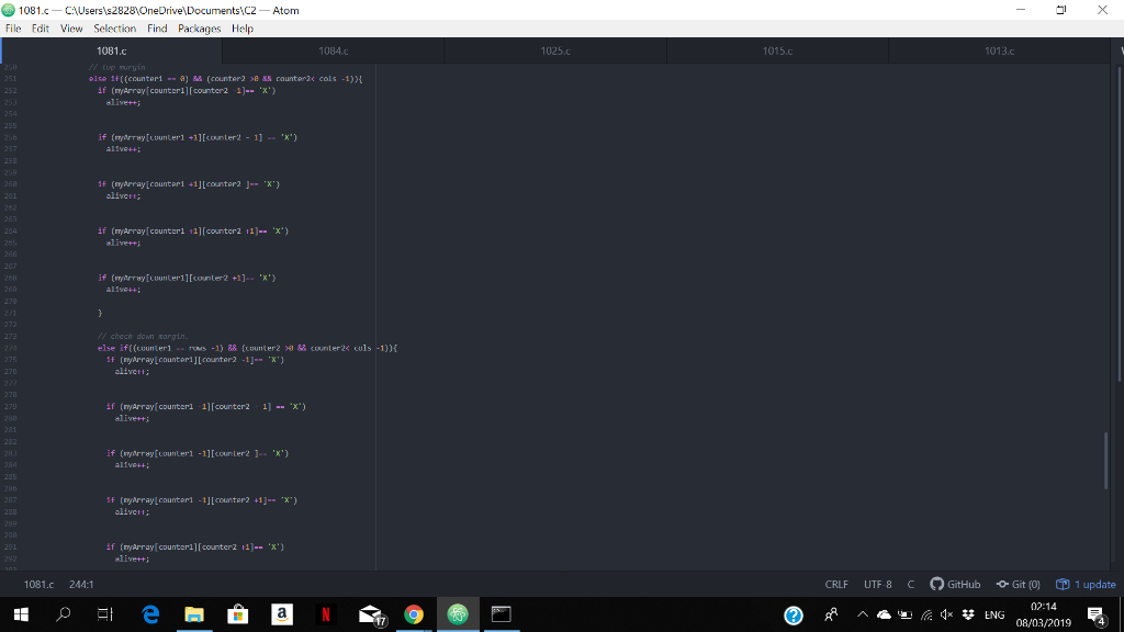 update current_Ceneration,next Generat ion,rows,cols); stepn funct ion to udete new generat ians