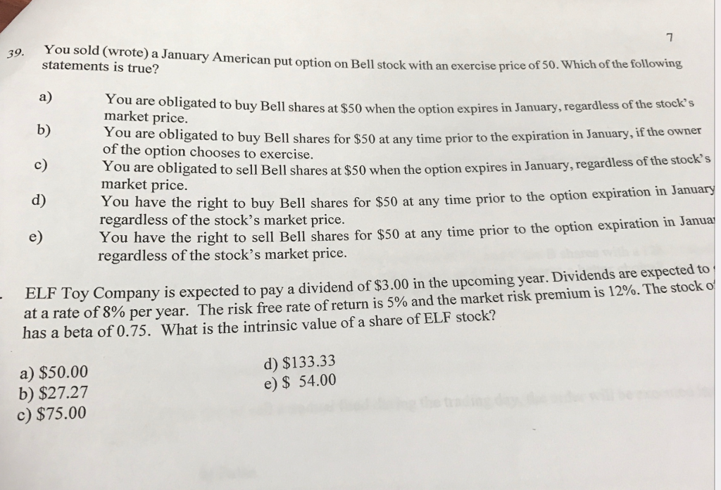  Help! Please answer within 1 Hour. Thanks You sold (wrote) a