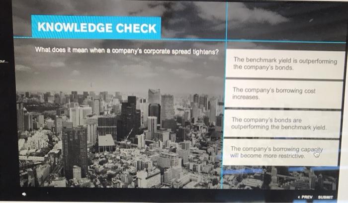  KNOWLEDGE CHECK What does it mean when a company's corporate spread