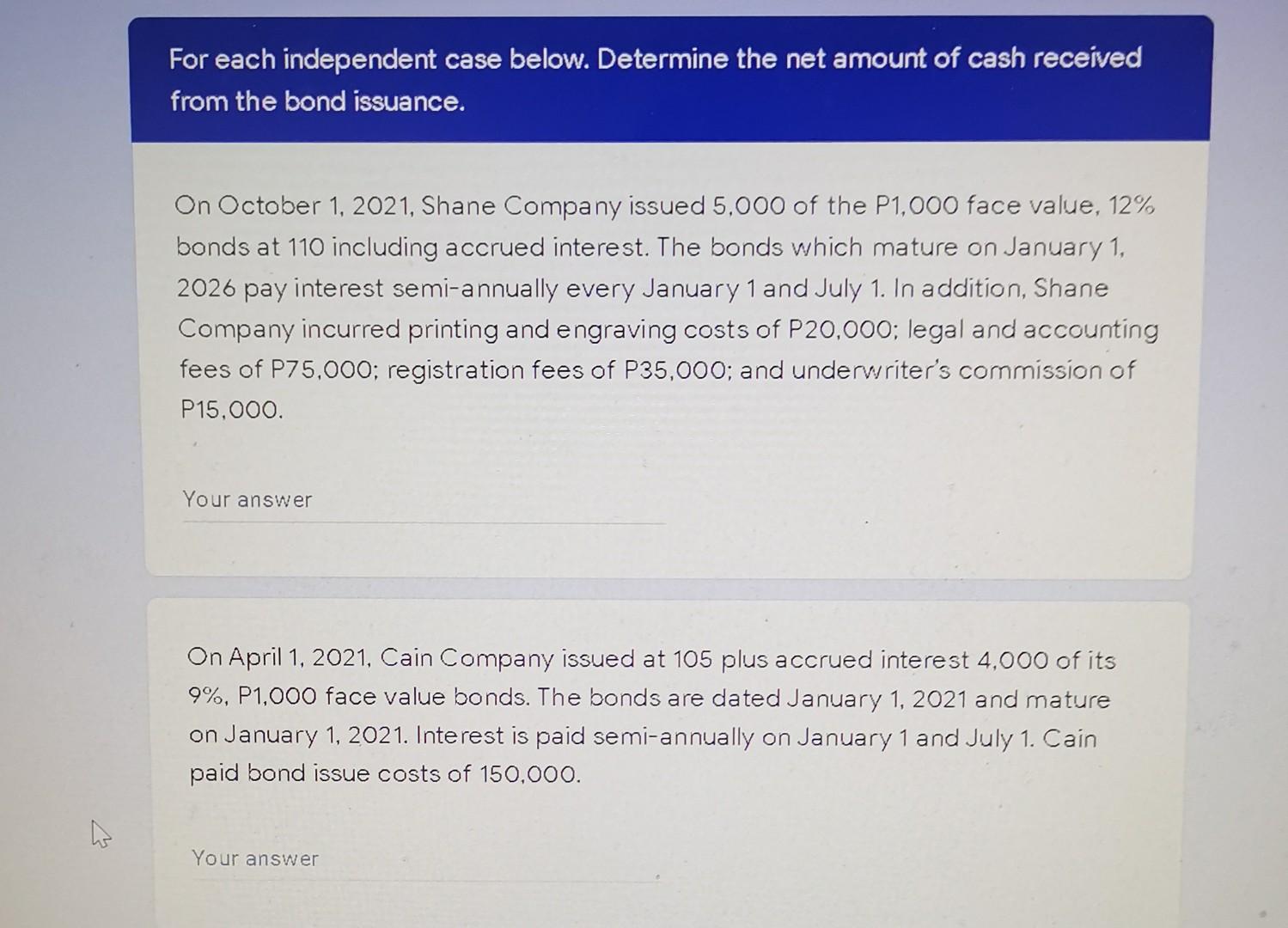 Old MathJax webview For each independent case below. Determine the net amount