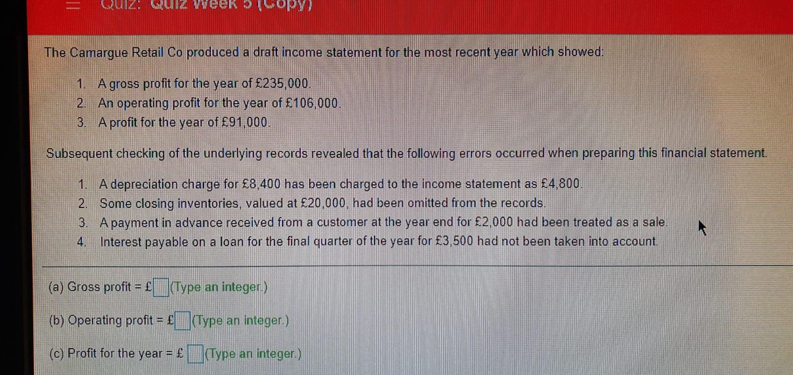 information was prepared by a trainee accountant for Leste Co for Year