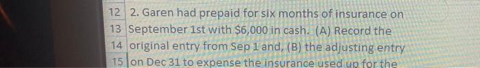 payment on not payable payments on note payable 12 2. Garen had