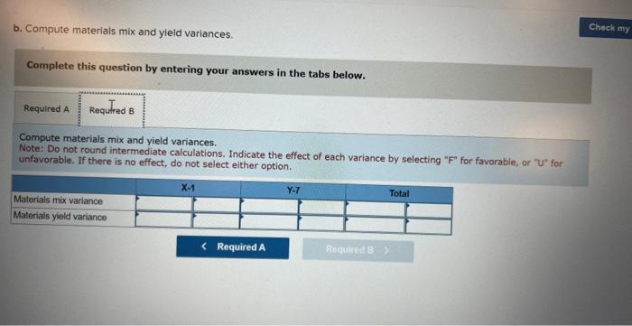 company has the following direct materials data for its product: The following